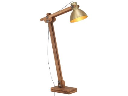Stojací lampa mosazná masivní mangovníkové dřevo E27 320580