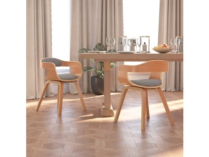 Jídelní židle 2 ks taupe ohýbané dřevo a textil 3092382