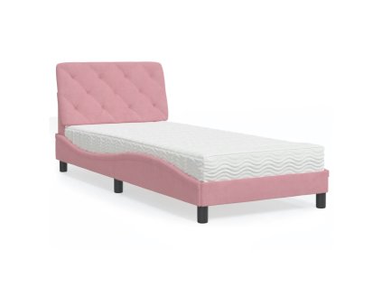 Postel s matrací růžová 80 x 200 cm samet 3208627