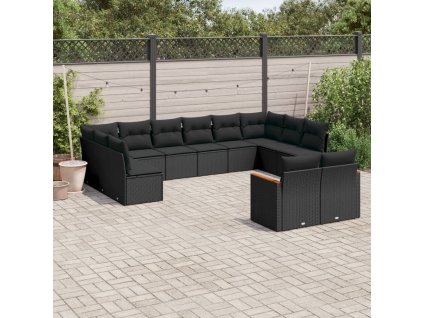 12dílná zahradní sedací souprava s poduškami černá polyratan 3226440