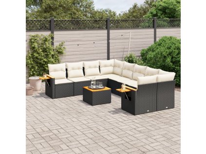 9dílná zahradní sedací souprava s poduškami černá polyratan 3226665