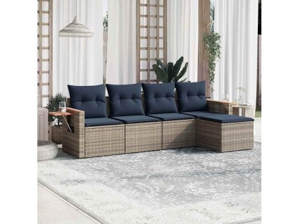 5dílná zahradní sedací souprava s poduškami šedá polyratan 3226761