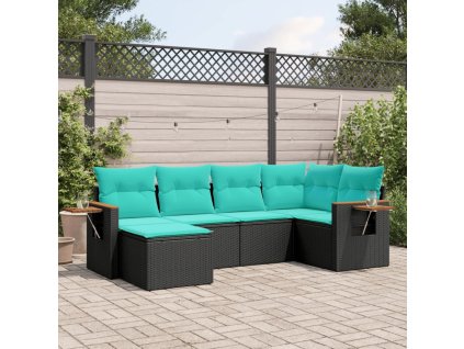 6dílná zahradní sedací souprava s poduškami černá polyratan 3227016