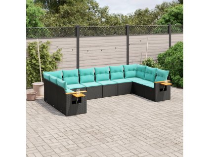 10dílná zahradní sedací souprava s poduškami černá polyratan 3227163