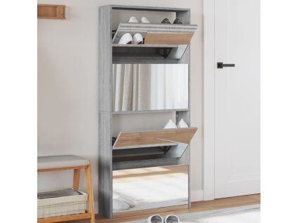 Botník se zrcadlem 4patrový šedý sonoma 63 x 17 x 134 cm 3228278