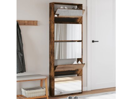 Botník se zrcadlem 5patrový kouřový dub 63 x 17 x 169,5 cm 3228283