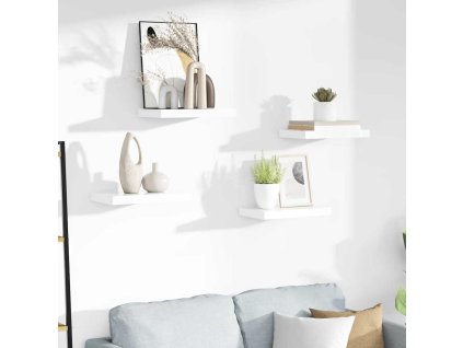 Plovoucí nástěnné police 4 ks bílé vysoký lesk 40x23x3,8 cm MDF 323744