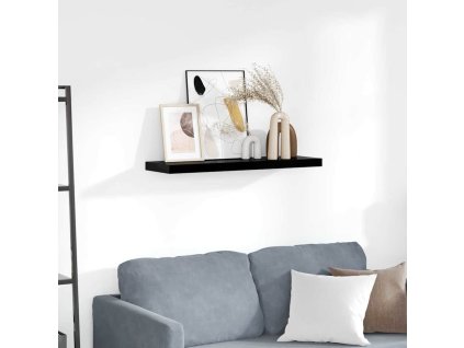 Plovoucí nástěnná police černá vysoký lesk 80x23,5x3,8 cm MDF 323772