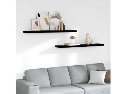 Plovoucí nástěnné police 2 ks lesklé černé 120x23,5x3,8 cm MDF 323779