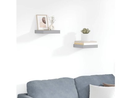 Plovoucí nástěnné police 2 ks šedé 23 x 23,5 x 3,8 cm MDF 323845