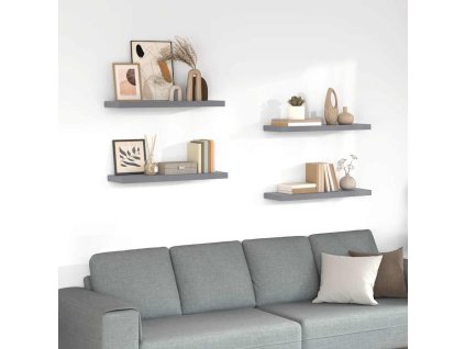 Plovoucí nástěnné police 4 ks šedé 80 x 23,5 x 3,8 cm MDF 323858