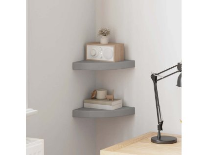 Plovoucí rohové police 2 ks šedé 25 x 25 x 3,8 cm MDF 323902