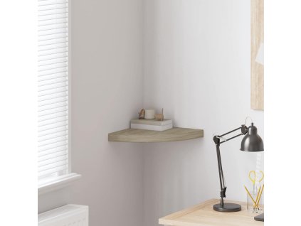 Plovoucí rohová police dub 35 x 35 x 3,8 cm MDF 323925