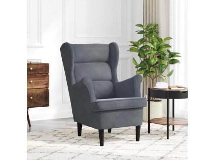 Křeslo tmavě šedé samet 324060