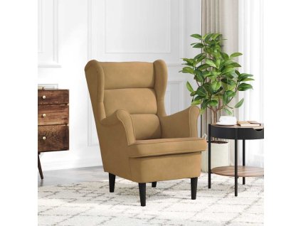 Křeslo hnědé samet 324067