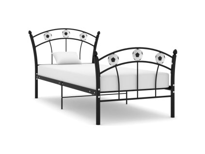 Rám postele s fotbalovým motivem černý kov 90 x 200 cm 324744