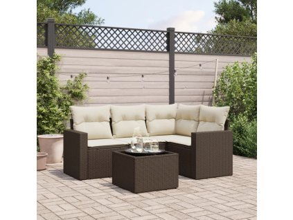 5dílná zahradní sedací souprava s poduškami hnědá polyratan 3251260