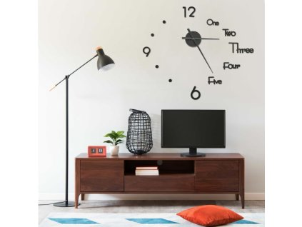 3D Nástěnné hodiny s moderním designem černé 100 cm XXL 325153