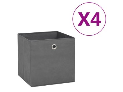 Úložné boxy 4 ks netkaná textilie 28 x 28 x 28 cm šedé 325191