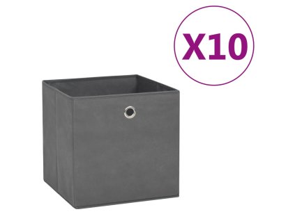Úložné boxy 10 ks netkaná textilie 28 x 28 x 28 cm šedé 325193