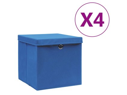 Úložné boxy s víky 4 ks 28 x 28 x 28 cm modré 325196