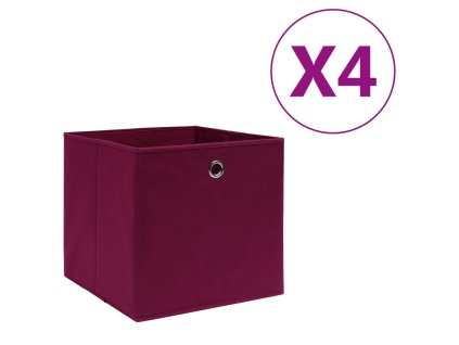 Úložné boxy 4 ks netkaná textilie 28 x 28 x 28 cm tmavě červené 325199