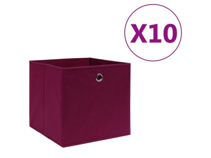 Úložné boxy 10 ks netkaná textilie 28x28x28 cm tmavě červené 325201