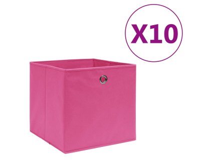 Úložné boxy 10 ks netkaná textilie 28 x 28 x 28 cm růžové 325205