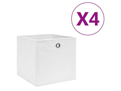 Úložné boxy 4 ks netkaná textilie 28 x 28 x 28 cm bílé 325207