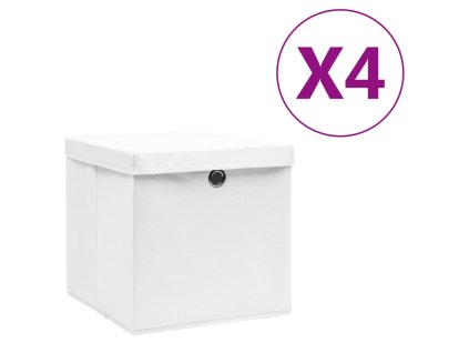 Úložné boxy s víky 4 ks 28 x 28 x 28 cm bílé 325208