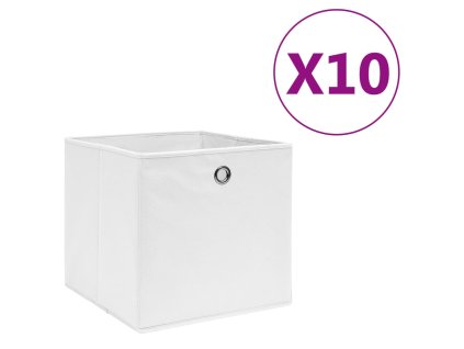 Úložné boxy 10 ks netkaná textilie 28 x 28 x 28 cm bílé 325209