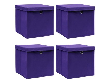 Úložné boxy s víky 4 ks 28 x 28 x 28 cm fialové 325212