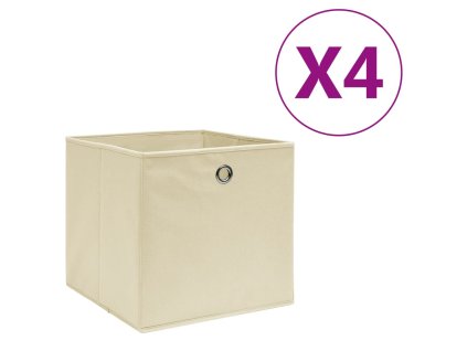 Úložné boxy 4 ks netkaná textilie 28 x 28 x 28 cm krémové 325215