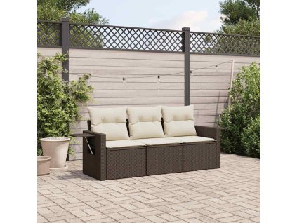 3dílná zahradní sedací souprava s poduškami hnědá polyratan 3252200