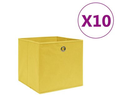 Úložné boxy 10 ks netkaná textilie 28 x 28 x 28 cm žluté 325225