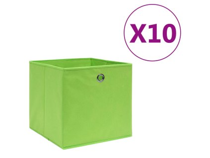 Úložné boxy 10 ks netkaná textilie 28 x 28 x 28 cm zelené 325229
