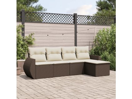 5dílná zahradní sedací souprava s poduškami hnědá polyratan 3253630