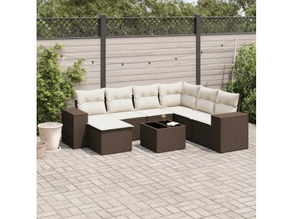 8dílná zahradní sedací souprava s poduškami hnědá polyratan 3254050