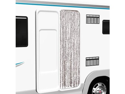 Závěs proti hmyzu taupe a bílý 56 x 185 cm Chenille 325460