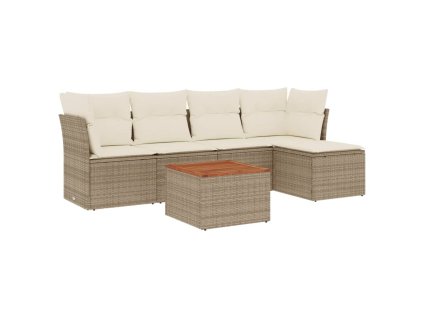 6dílná zahradní sedací souprava s poduškami béžová polyratan 3255946