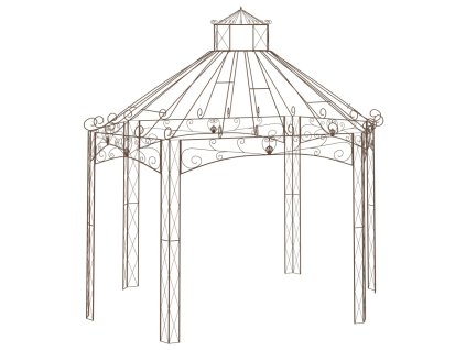 Zahradní altán starožitný hnědý 400 x 258 x 378 cm železo 314000