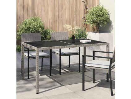 Zahradní stůl 150 x 90 x 75 cm tvrzené sklo a polyratan šedý 316708