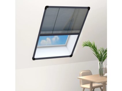 Plisovaná okenní síť proti hmyzu hliník antracitová 80 x 120 cm 148665