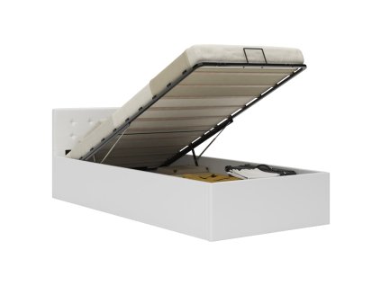 Rám postele zvedací úložný prostor bílý umělá kůže 90 x 200 cm 285516