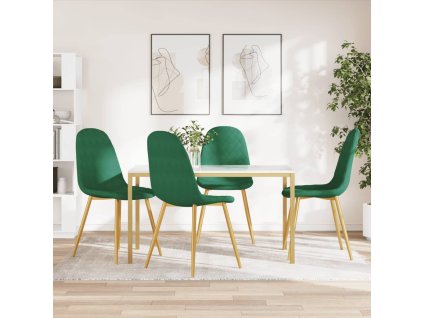 Jídelní židle 4 ks tmavě zelené samet 325681