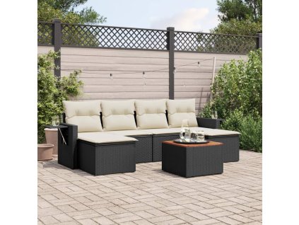 7dílná zahradní sedací souprava s poduškami černá polyratan 3257015