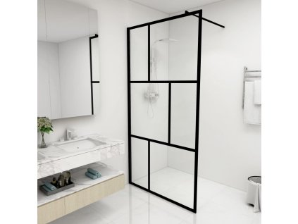 Zástěna do průchozí sprchy s tvrzeným sklem černá 100 x 195 cm 149154