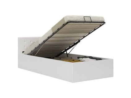 Rám postele zvedací úložný prostor bílý umělá kůže 100 x 200 cm 285517