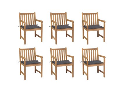 Zahradní židle 6 ks antracitové podušky masivní teak 3073031
