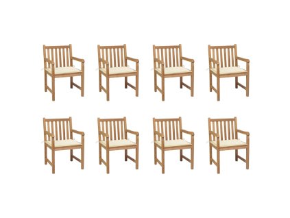 Zahradní židle 8 ks krémové podušky masivní teak 3073060